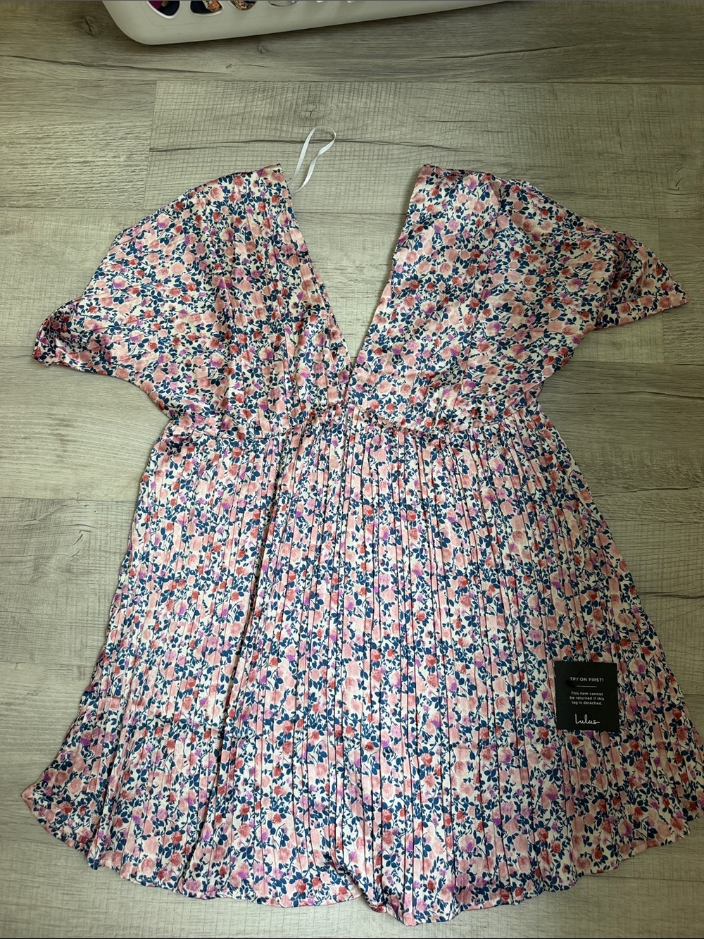 Lulu's Pink Floral Pleated Mini Dress